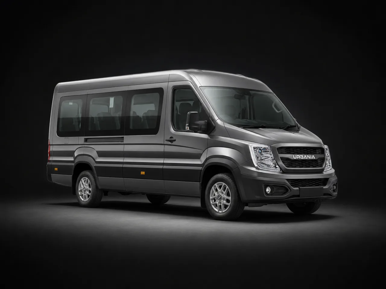 A 10 seater Force Urbania in near profile