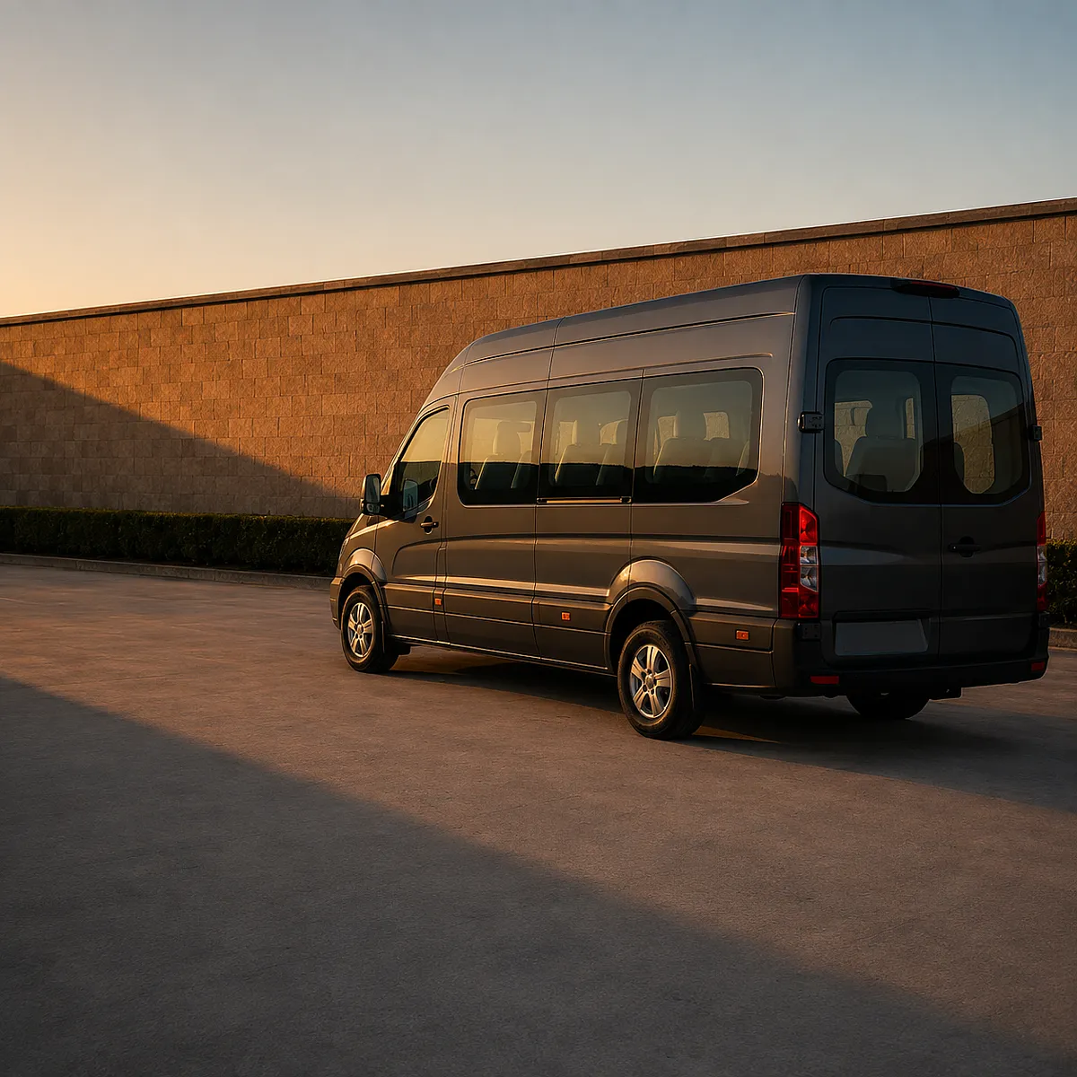 A Force Urbania parked and shut for the night against a stone wall in the last golden light